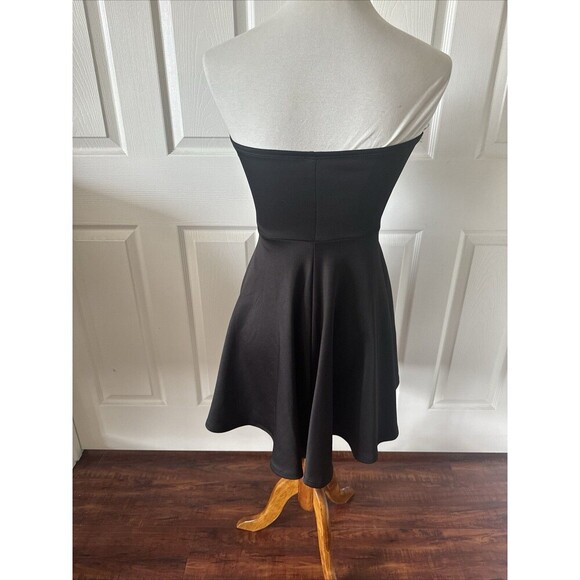 Black Strapless Skater Dress Junior Womens Med  90s Y2K Coquette Fit & Flare - Picture 7 of 12